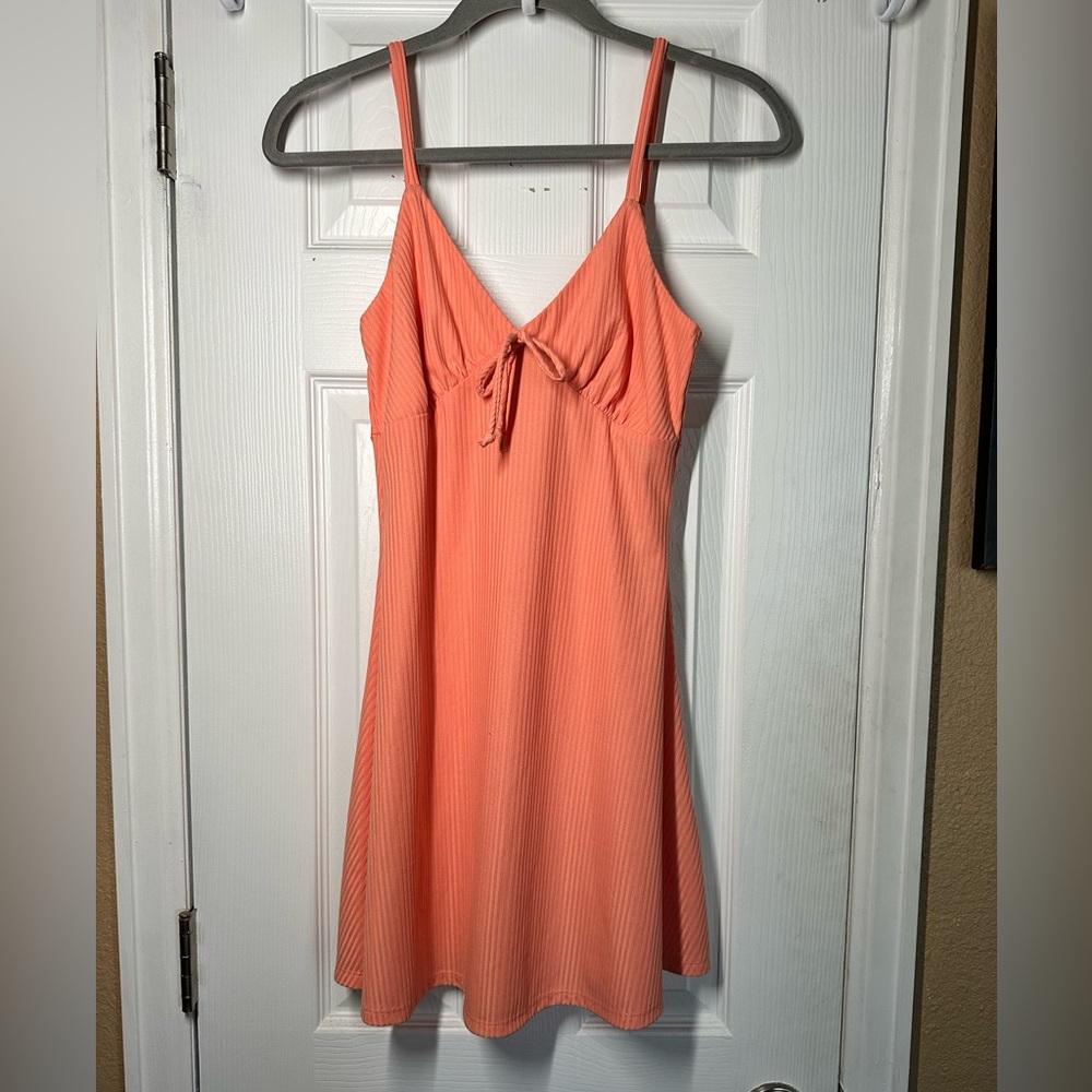 Forever 21 Mini Dress Peach Ribbed Fit Flare Coquette — Size S